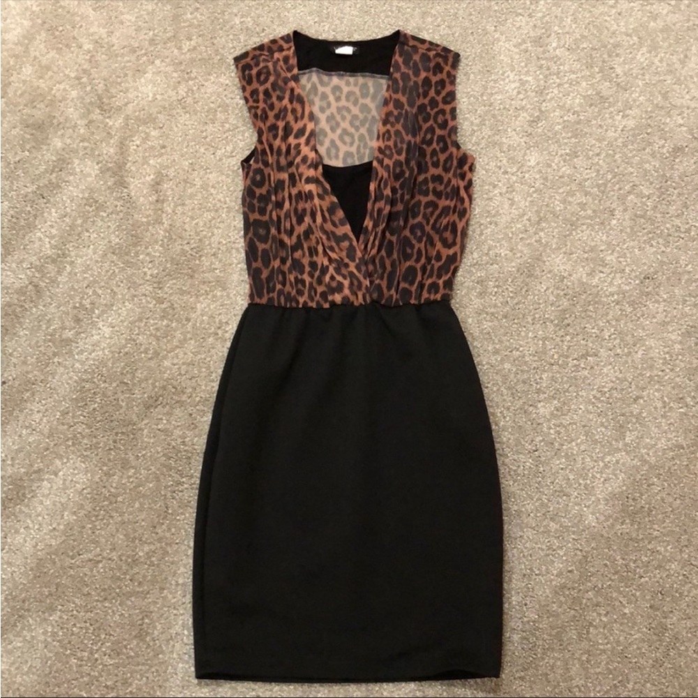 Venus leopard color block dress